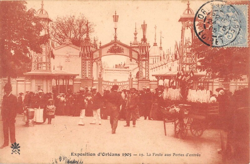 Carte postale ancienne Exposition D'Orleans 1905 - La Foule Aux Portes D'Entree