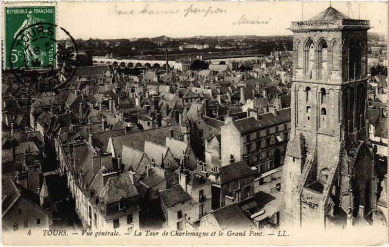 Carte postale ancienne Tours vue generale à Tours