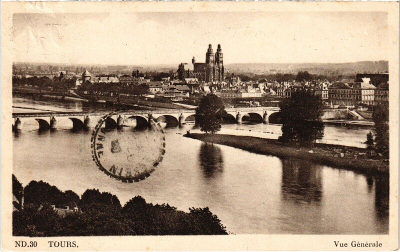 Carte postale ancienne Tours vue generale à Tours