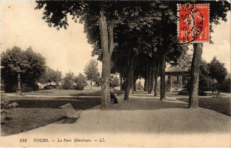 Carte postale ancienne Tours Parc Mirabeau à Tours