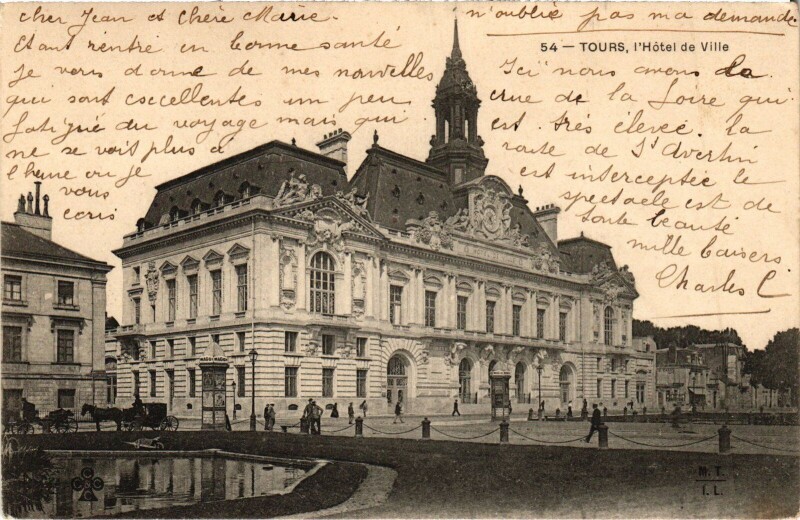 Carte postale ancienne Tours Hotel de Ville à Tours