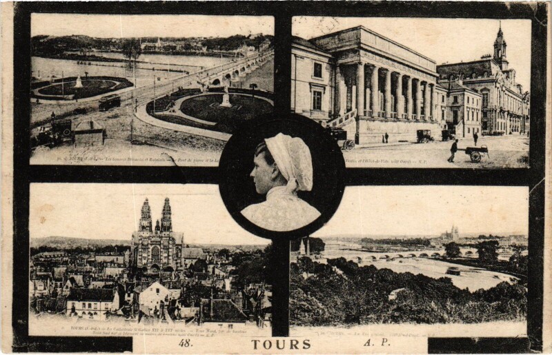 Carte postale ancienne Tours souvenir à Tours
