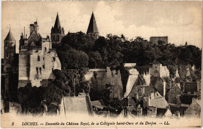 Carte postale ancienne Loches Ensemble du Chateau Royal à Loches