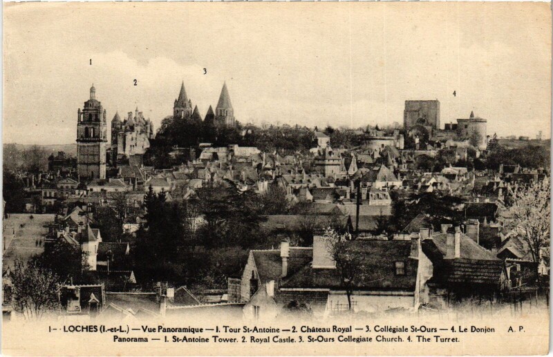 Carte postale ancienne Loches vue panoramique à Loches