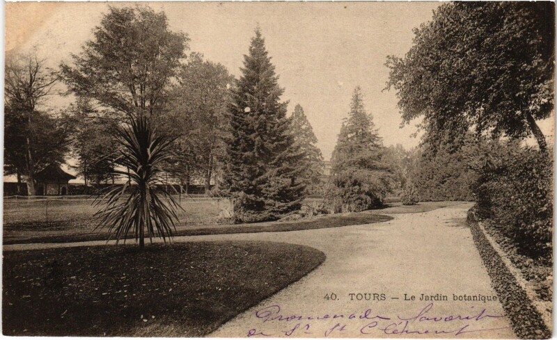 Carte postale ancienne Tours Jardin botanique à Tours