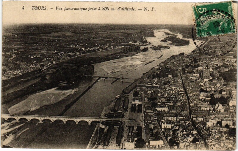 Carte postale ancienne Tours vue panoramique à Tours