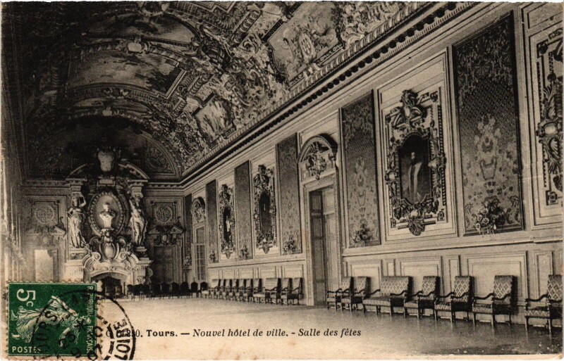 Carte postale ancienne Tours Hotel de Ville Salle des Fetes à Tours