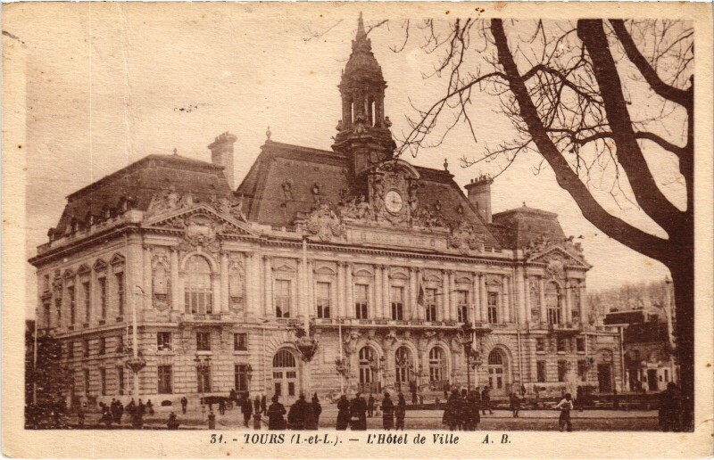 Carte postale ancienne Tours Hotel de Ville à Tours