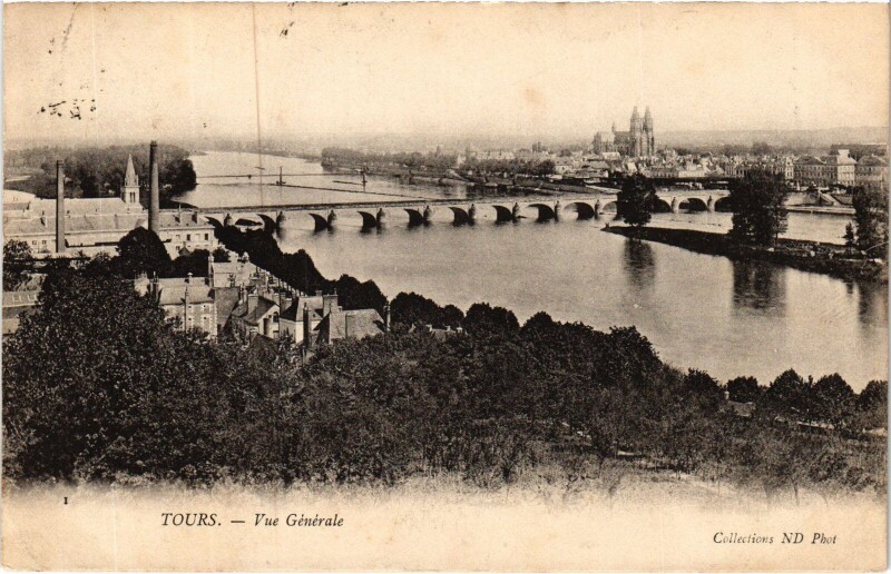 Carte postale ancienne Tours vue generale à Tours