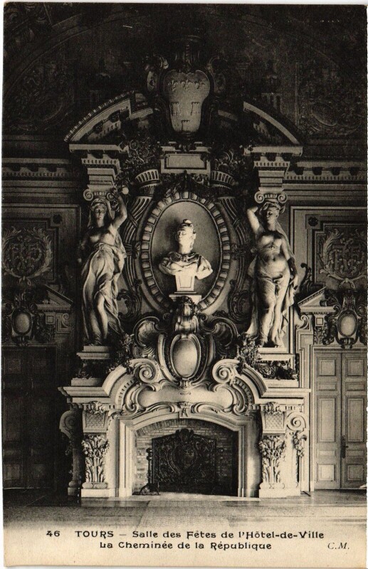 Carte postale ancienne Tours Hotel de Ville Salle des Fetes à Tours