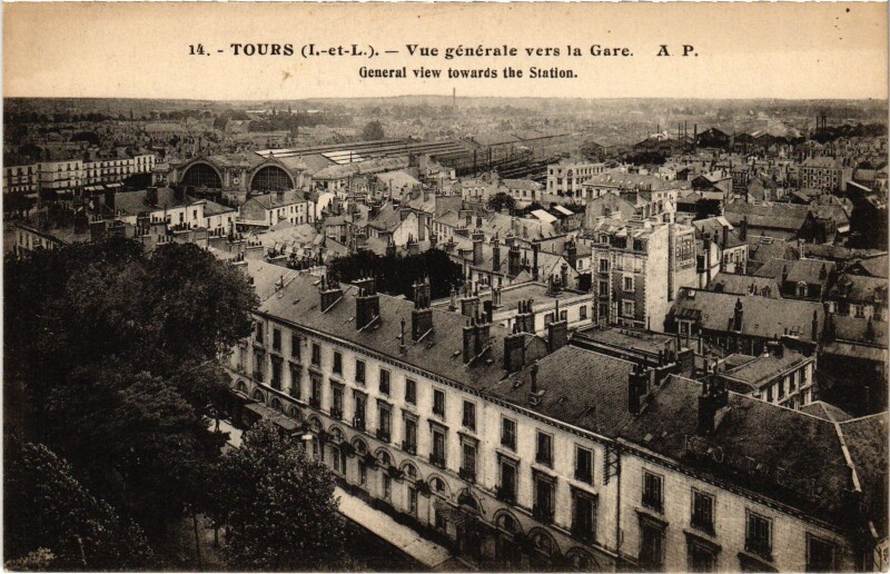 Carte postale ancienne Tours vue generale à Tours