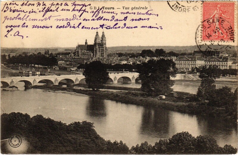 Carte postale ancienne Tours vue generale à Tours