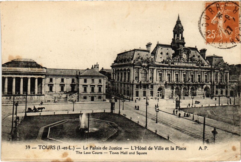 Carte postale ancienne Tours Palais de Justice à Tours