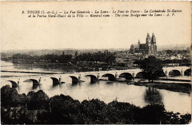 Carte postale ancienne Tours vue generale à Tours