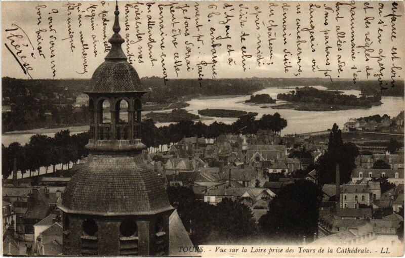 Carte postale ancienne Tours vue sur la Loire à Tours