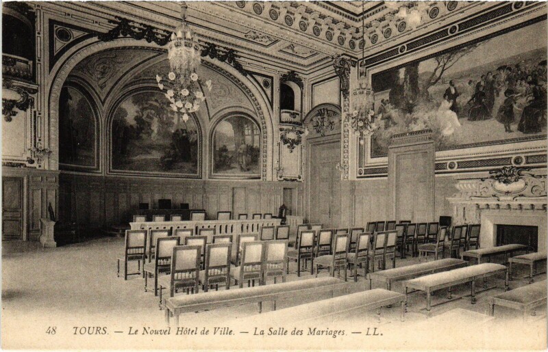 Carte postale ancienne Tours Hotel de Ville Salle des Mariages à Tours