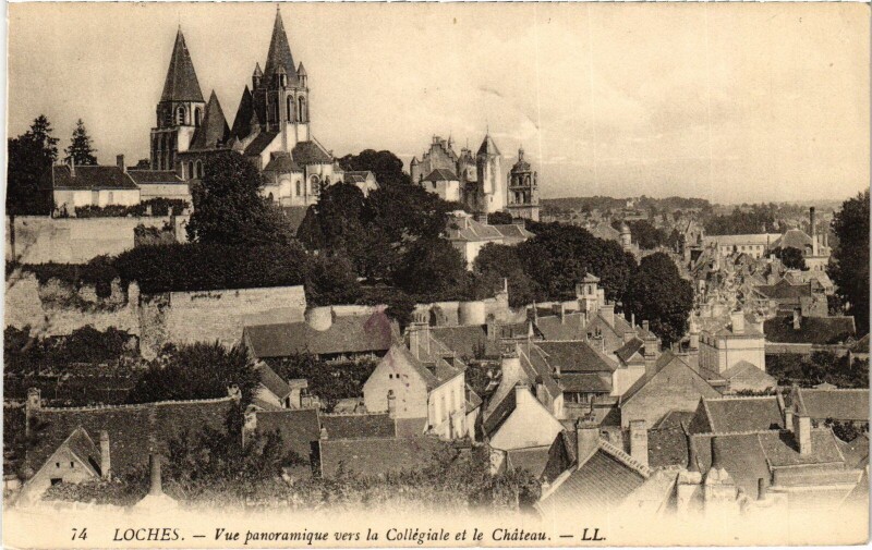 Carte postale ancienne Loches vue panoramique à Loches