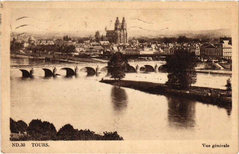Carte postale ancienne Tours vue generale à Tours