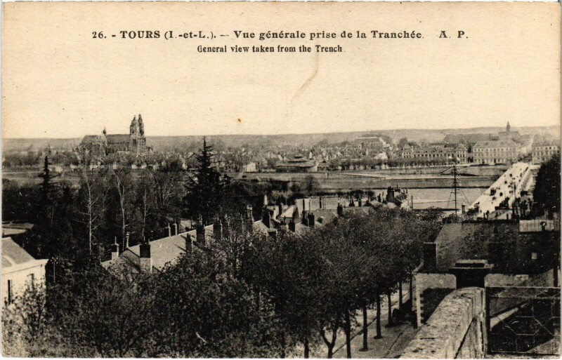 Carte postale ancienne Tours vue generale à Tours