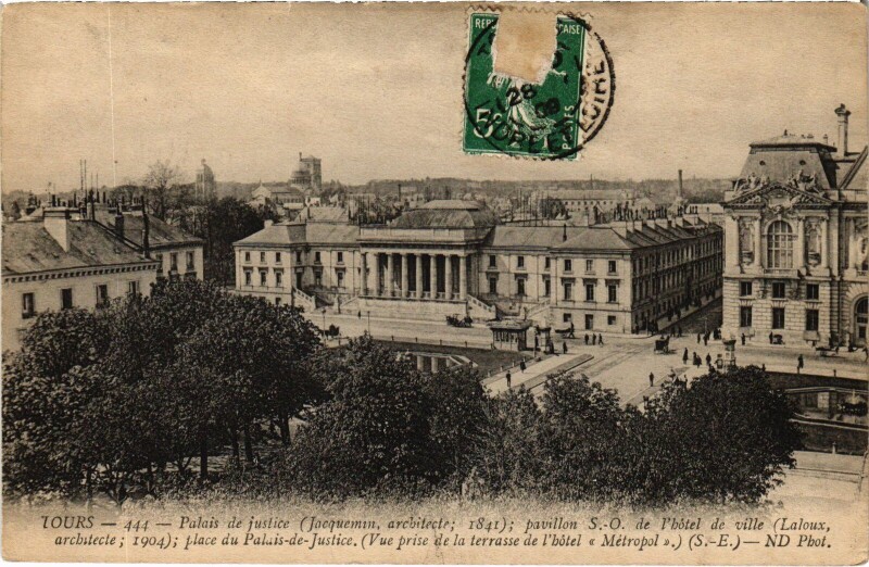 Carte postale ancienne Tours Palais de Justice à Tours