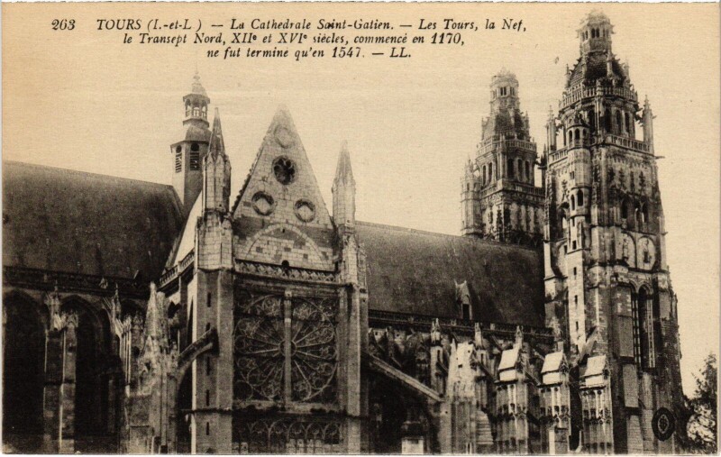 Carte postale ancienne Tours Cathedrale Saint-Gatien à Tours