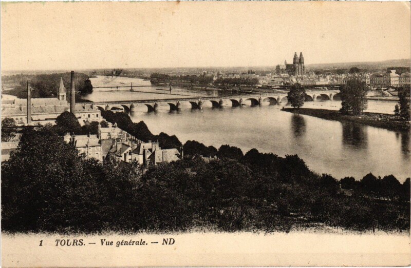 Carte postale ancienne Tours vue generale à Tours