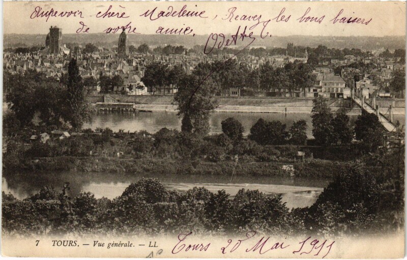 Carte postale ancienne Tours vue generale à Tours