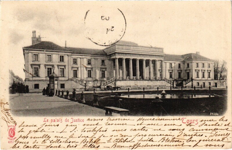 Carte postale ancienne Tours Palais de Justice à Tours