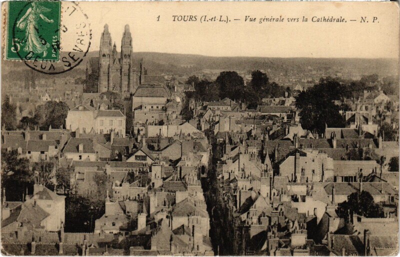 Carte postale ancienne Tours vue generale à Tours