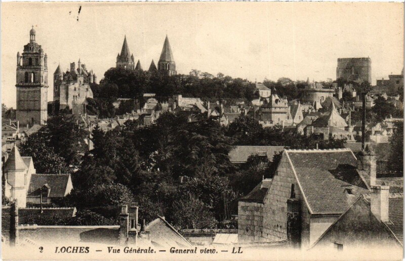Carte postale ancienne Loches vue generale à Loches