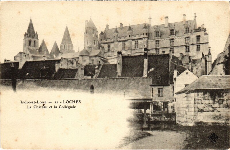Carte postale ancienne Loches Le Chateau et la Collegiale à Loches