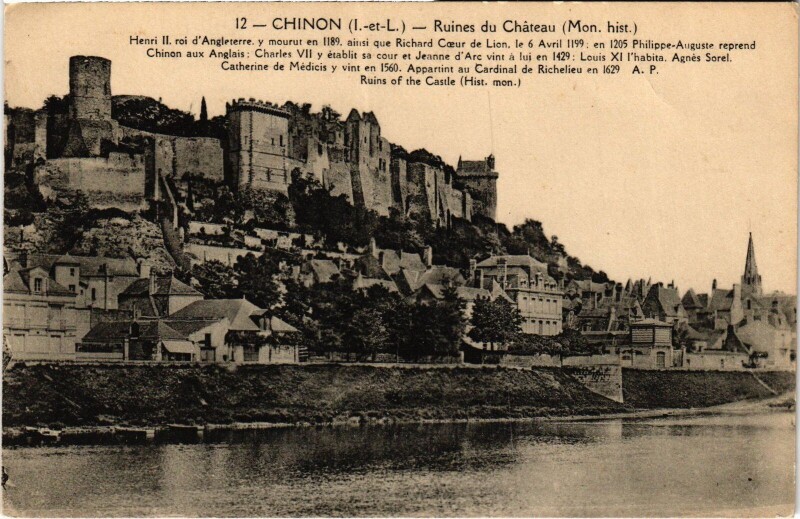 Carte postale ancienne Chinon Ruines du Chateau à Chinon