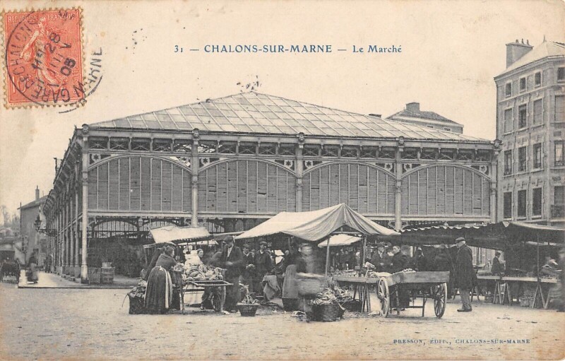 Carte postale ancienne Chalons Sur Marne - Le Marche