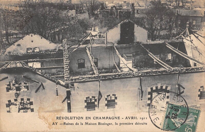 Carte postale ancienne Revolution En Champagne 1911 - Ay - Ruines De La Maison Bissinger