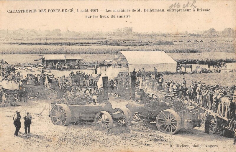 Carte postale ancienne Catastrophe Des Ponts De Ce En 1907 - Les Machines De M.delhumeau Entrepr