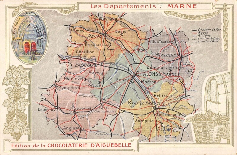 Carte postale ancienne Cpa Representant Le Departement De La Marne - Publicite
