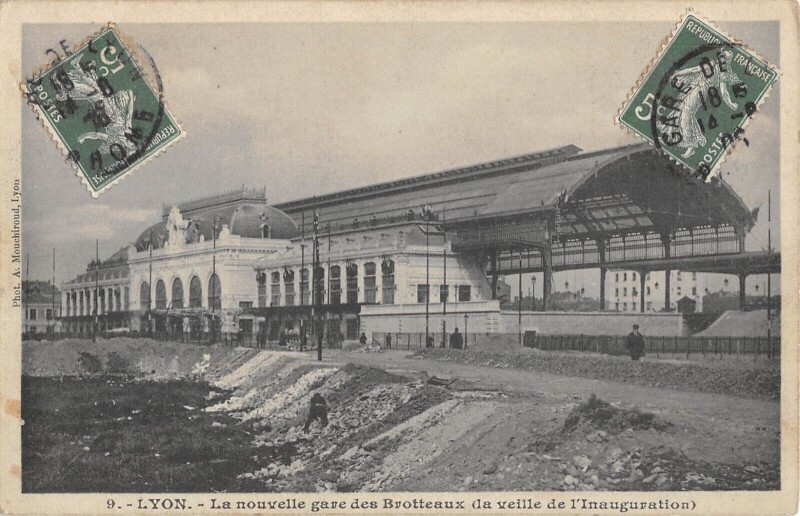 Carte postale ancienne Lyon - La Nouvelle Gare Des Brotteaux - Veille Inauguration