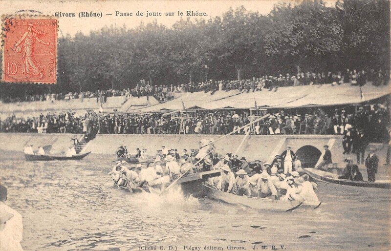 Carte postale ancienne Givors - Passe De Joute Sur Le Rhone à Givors