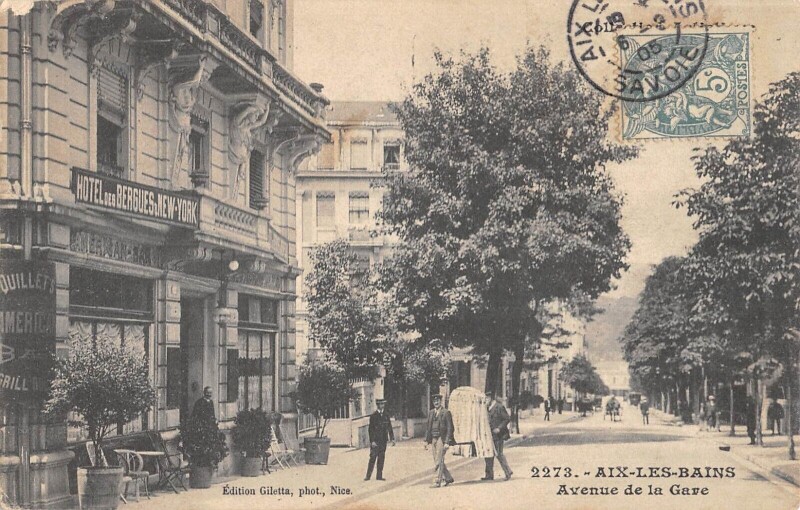 Carte postale ancienne Aix Les Bains - Avenue De La Gare à Aix-les-Bains
