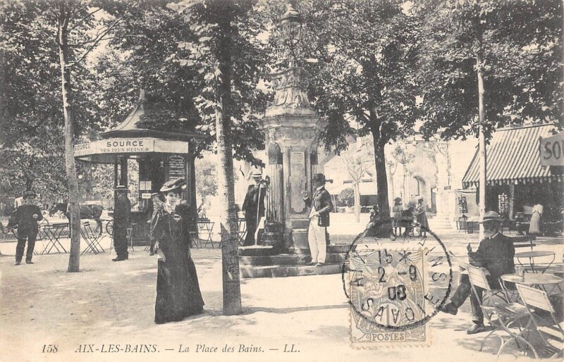 Carte postale ancienne Aix Les Bains - La Place Des Bains à Aix-les-Bains