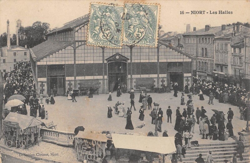 Carte postale ancienne Niort - Les Halles à Niort