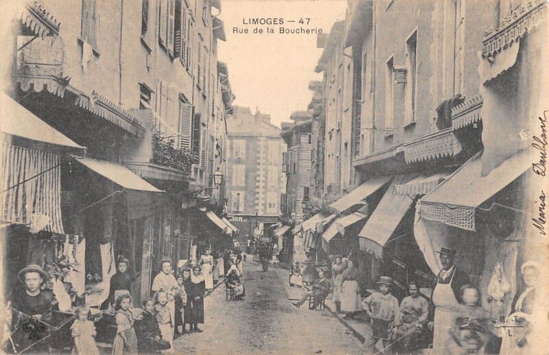 Carte postale ancienne Limoges - Rue De La Boucherie à Limoges