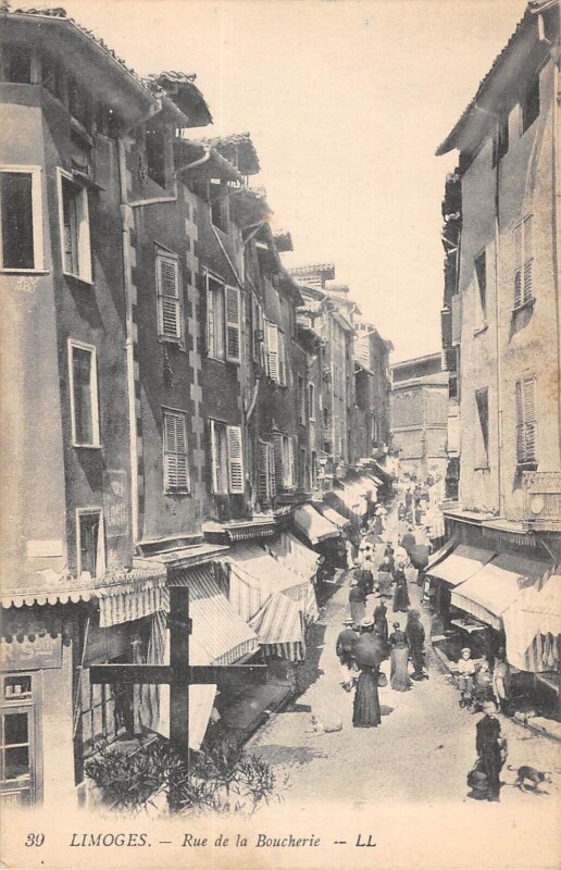 Carte postale ancienne Limoges - Rue De La Boucherie à Limoges