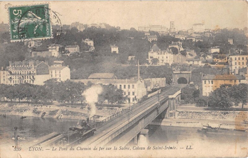 Carte postale ancienne Lyon - Le Pont Du Chemin De Fer Sur La Saone - Saint Irenee