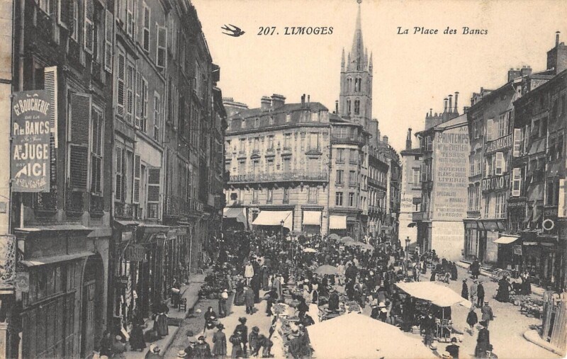 Carte postale ancienne Limoges - La Place Des Bancs à Limoges