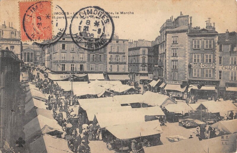 Carte postale ancienne Limoges - Place De La Mothe - Le Marche à Limoges