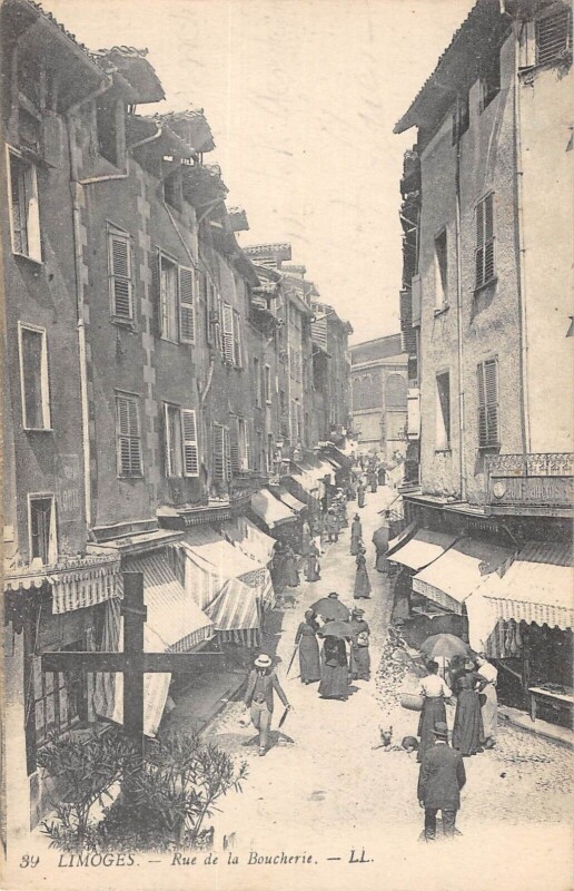 Carte postale ancienne Limoges - Rue De La Boucherie à Limoges