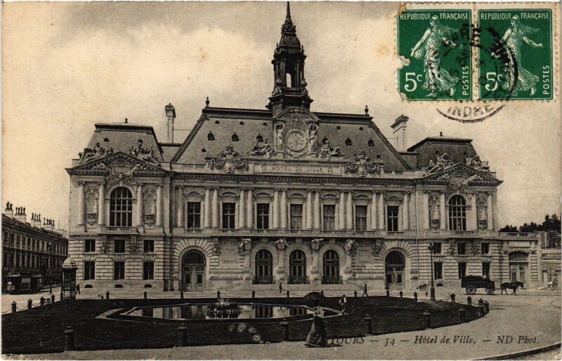 Carte postale ancienne Tours Hotel de Ville à Tours