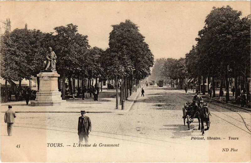 Carte postale ancienne Tours Avenue du Grammont à Tours