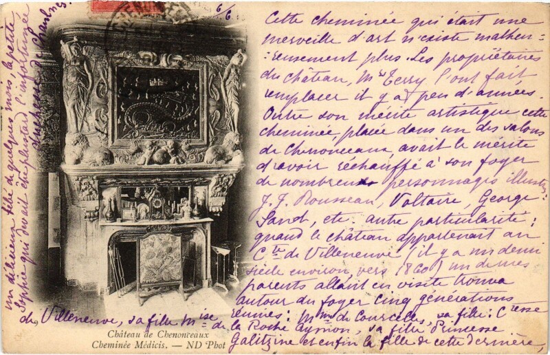 Carte postale ancienne Chenonceaux Cheminee Medicis - Chateau à Chenonceaux
